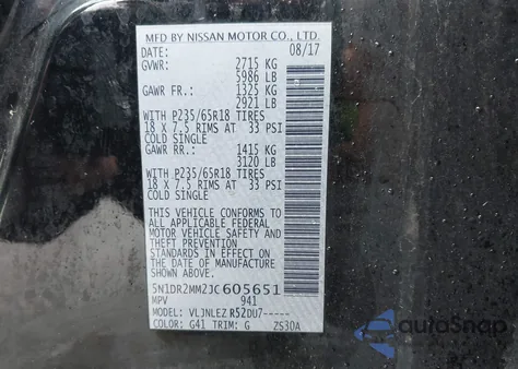 2018 Nissan Pathfinder Sv from USA, damaged, VIN 5N1DR2MM2JC605651